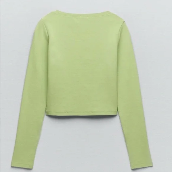 ZARA Light Green Ribbed Single Button Open Front Long Sleeve
Cardigan Top - Picture 5 of 9
